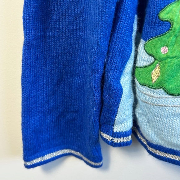 Vintage Christmas / Winter  Sweater with button front, blue, size XL - Picture 5 of 10